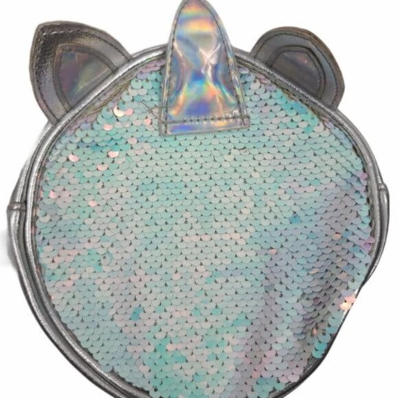 Unicorn Silver Metallic Sequin Round Fanny Pack - Picture 2 of 11